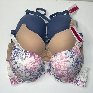 Bundle 3 Pieces Super Push Up Extreme Padded Front-Close Racerback Bra. NWT